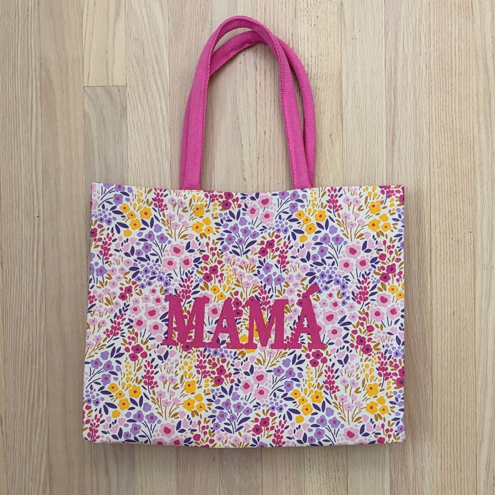 Eccolo Pink Floral MAMA Tote with Yellow & Purple Accents